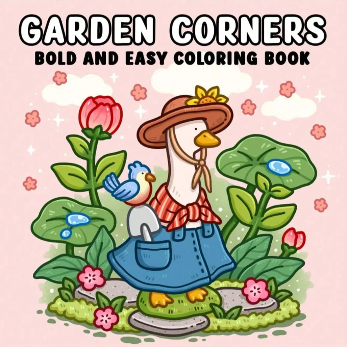 1 Pc 'Garden Corner' Cocoa-Themed Coloring Book, Art, Suitable For Adults And Children, Bold And Simple Patterns, Design, Ideal For Relaxation, Versatile. Can Be Used As Christmas, Birthday Gift, Student Supplies, Back To School Suppl