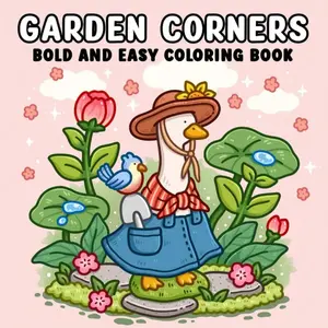 1 Pc "Garden Corner" Cocoa-Themed Coloring Book, Suitable For Adults And Children, Bold And Simple Patterns, Exquisite Design, Ideal For Relaxation. Can Be Used As Christmas, Halloween, Birthday, Children's Day Gift, Student Supplies, Back To School Suppl