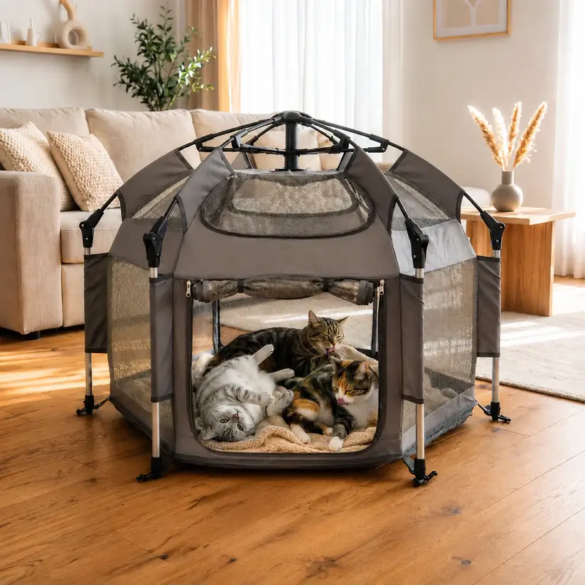 Foldable Pop-Up Cat Tent - Portable Indoor Outdoor Pet House for Cats