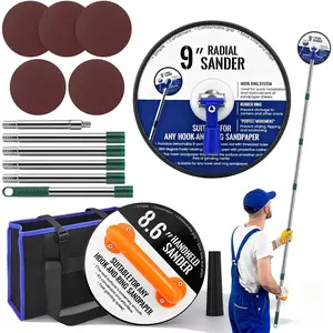 89 Inch Manual Hand Drywall Pole Sander with Extension Pole, Bag, 5pcs Sanding Discs (80, 100, 120, 180, 240 Grit) for Drywall Painting Projects