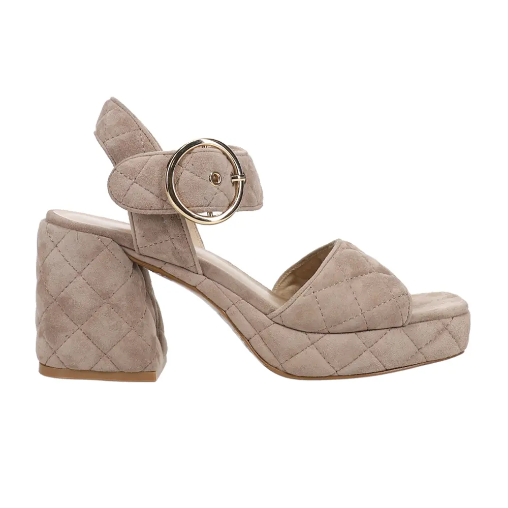 VANELi Womens Moppet Quilted Ankle Strap Platform Casual Sandals Casual Mid Heel 2-3" - Beige