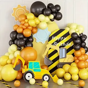 166pcs Engineering Car Theme Yellow Orange Latex Balloon Garland Arch Kit for Wedding Birthday Anniversary Party Decor Supplies
