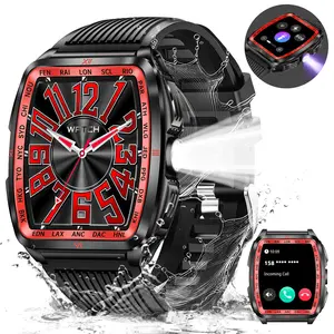 Smartwatch with LED/ UV Flashlight 5ATM Waterproof Smart Watches with Wireless Calling 100+ Sports Modes Diving Watch Multifunctional Digital Watch Gifts for Men