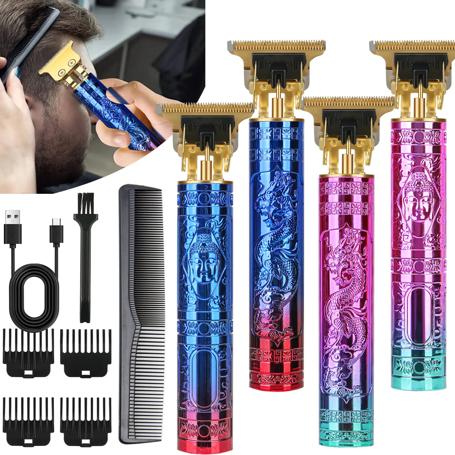 Men's Professional Cordless Hair Clipper & Trimmer USB Rechargeable Beard Trimmer for Head & Facial Grooming Best gift for her