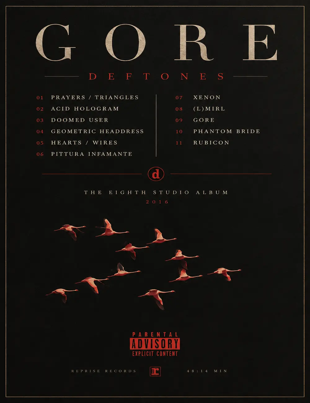 Gore Album Poster, Deftones Music Wall Art, Alternative Rock Album Cover Print, Black and Red Aesthetic Poster, Metal Music Decor, Band Room Artwork, Music Lover Gift, Bedroom Wall Decor, Studio Office Decor, 2016 Album Artwork for Fans, Collectors, Gifts