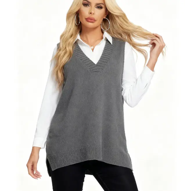 V Neck Sweater Grey Knit Vest Womens V Neck Sweater Grey Cable