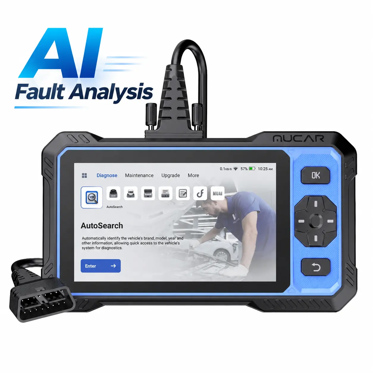 MUCAR 632 Elite Automotive Diagnostic Tool - AI Bidirectional AI Analysis, 15 Resets, 4-System Diag, 150+ Brands, CAN FD Support, FCA, 28 Lang, Lifetime Updates, No Fees, Bluetooth, Easy Setup, Code Reading, DIY Home Garage Repairs