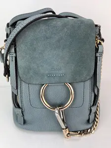 Pre-owned Chloé Leather Backpacks Chloe Blue Faye Mini Suede and Backpack Bag