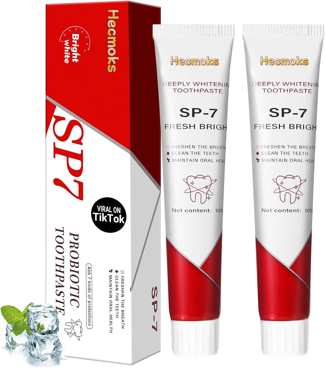 HECMOKS SP-7 Probiotic Whitening Toothpaste – SP7 Natural Whitening & Sensitive Teeth Protection with Enamel Repair & Herbal Formula