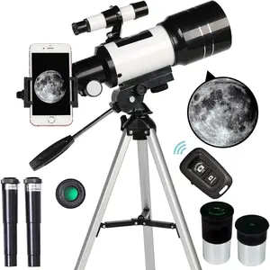 Telescope for Adults & , 70mm Aperture Refractor (15X-150X) Portable Travel Telescope with Phone Adapter &  Remote, Astronomy Beginners Gifts, Black