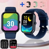 1pc Blue Watch+3pcs Band (Black+Green+Pink)