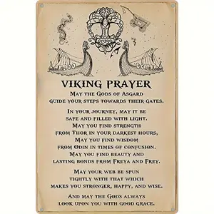 1count, Retro Metal Aluminium Sign, "Viking Prayer", Vintage Plaque Decor, Wall Art Decor, For Room Decor, Home Decor, Restaurant Decor, Bar Decor, Cafe Decor, Garage Decor, Water-proof, Dust-proof