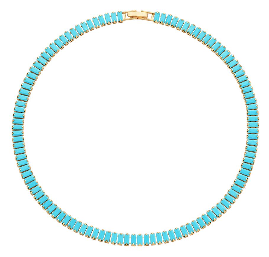 Fettero Lanson Glass Horizontal Row T Zircon Gold Necklace Summer Travel Necklace