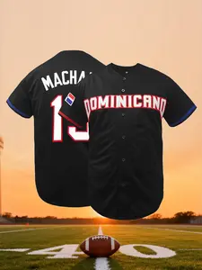 Dominicana Republic #13 Embroidered Baseball Jersey, Baseball Shirt, Breathable Short Sleeve Pullover, Sporty Fit, Unisex, All Seasons Wear