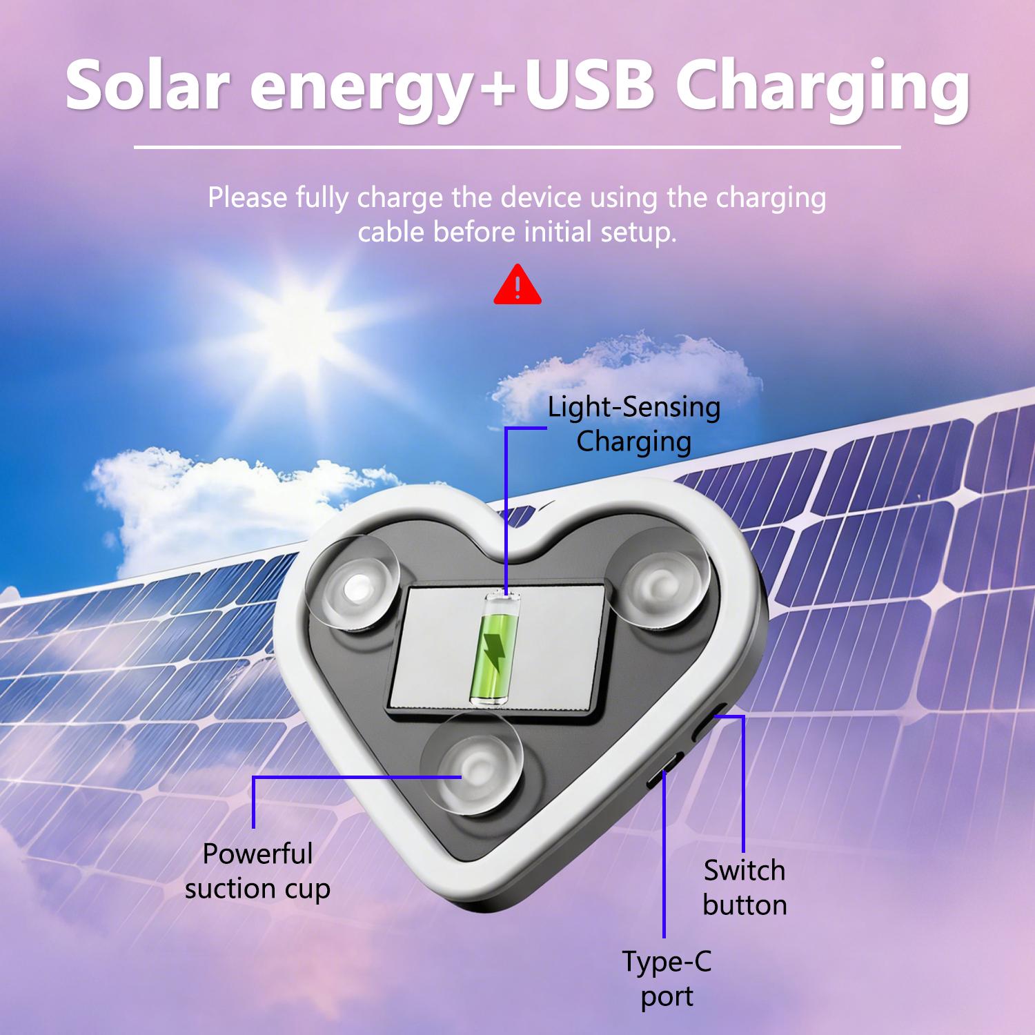 Solar-Powered Heart-Shaped LED Neon Light, Wireless Car Ambient Light with 3 Modes, IP65 Waterproof Romantic Atmosphere Lamp for Car Interior, Outdoor Decor, Couples Gift, Easy Install No Wiring