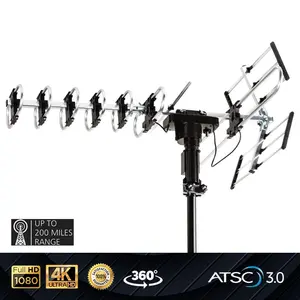 Five Star Outdoor Digital Amplified HDTV Antenna - up to 200 Mile Long Range, Directional 360 Degree Rotation by Remote Control, Intelligent Gain for HD 4K 1080P FM Radio