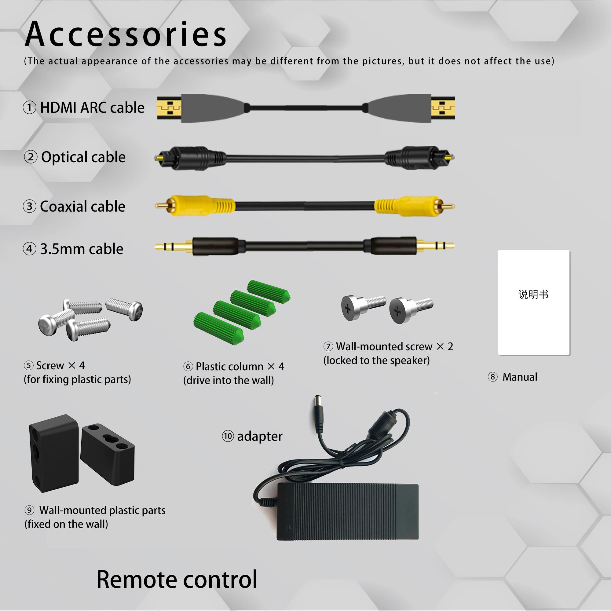Sound Box, Bluetooth 5.0 Soundbar Speaker, Home Theater 3D Soundbars Bass Subwoofer With ARC,OPT,Coaxial Line Remote Control