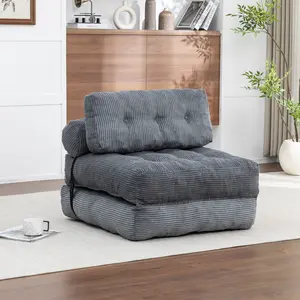 Niccae Folding Sofa Bed, Convertible Sleeper Chair with Pillow Foldable Mattress with Back Support, Portable Fold Out Chair Bed Comfy Floor Sofa Lounge for Living Room Bedroom, Dark Grey , Single