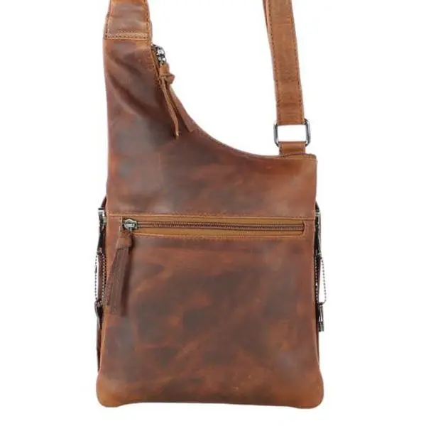 Anti-Theft Unisex Remi Leather Crossbody Bag by Lady Conceal - Slim EDC Bag with Locking Concealment Zippers