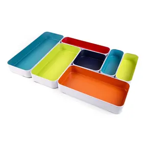 metal stacking bins + drawer organizers sets of 7 2"