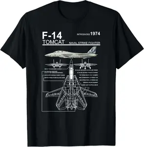 F-14 Tomcat Navy Fighter Jet Graphic Casual Short sleeve Cotton T-Shirt