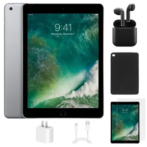 Refurbished iPad 8th Gen (WiFi)-Good Condition with Case, Wireless Earbuds,Tempered Glass Screen Protector & 1 Year Warranty