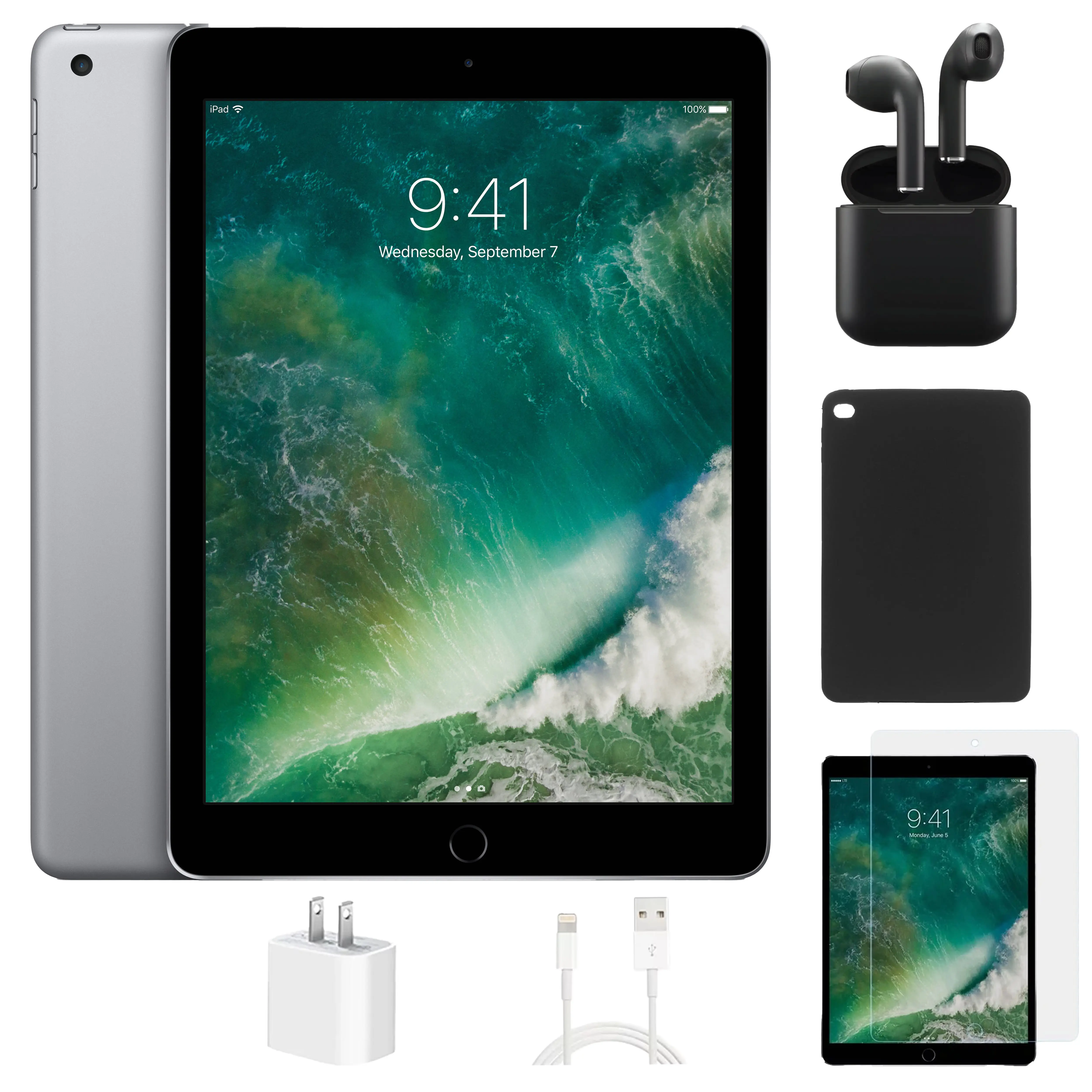 Refurbished iPad 8th Gen (WiFi)-Acceptable Condition with Case, Wireless Earbuds,Tempered Glass Screen Protector & 1 Year Warranty
