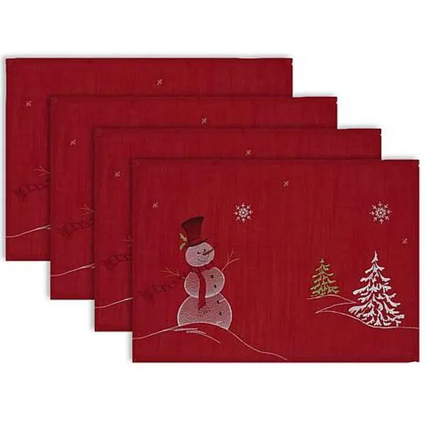 Design Imports Embroidered Snowmen Placemat Set of 4