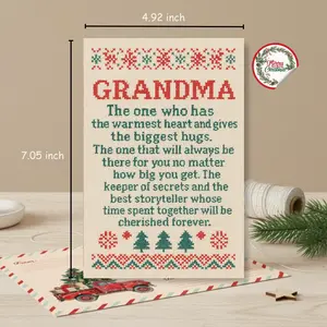 Christmas Card for Grandma, Heartfelt Grandma Christmas Card with Festive Design, Premium Envelope, Merry Xmas Greeting for Grandmother, Holiday Keepsake Gift