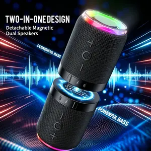 2-in-1 portable wireless stereo speakers, magnetic detachable Bluetooth 5.4 speakers, 360 degree true wireless stereo (TWS), dynamic RGB lighting, 12-hour battery life, ideal for home, outdoor use, or travel