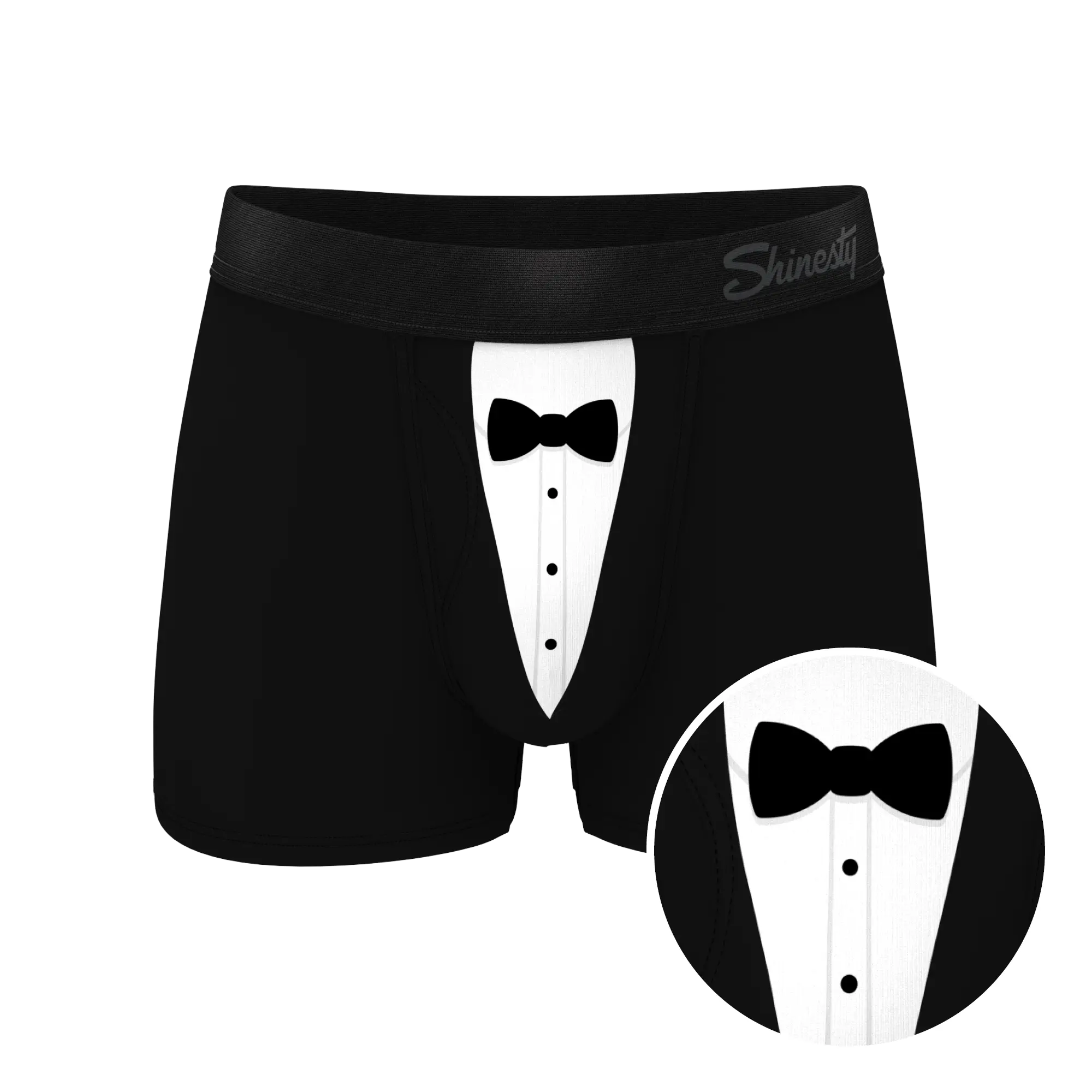 The 009 | Shinesty Black Tuxedo Ball Hammock® Pouch Trunks Underwear