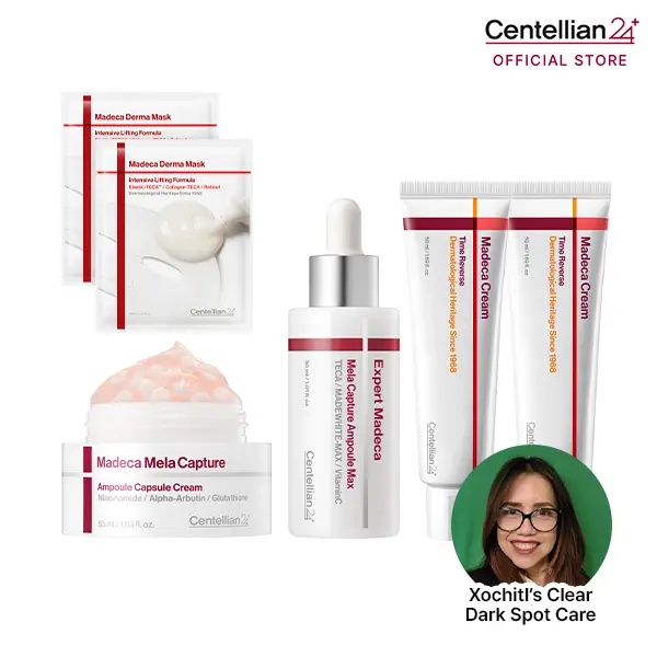 [Centellian24] Xochitl's Clear Dark Spot Care Routine | Mela Capture Ampoule Max + Capsule Cream + Madeca Cream Time Reverse x2ea + Madeca Derma Mask x2ea | Uneven Tone, Hydration & Firming Care | Korean Skincare