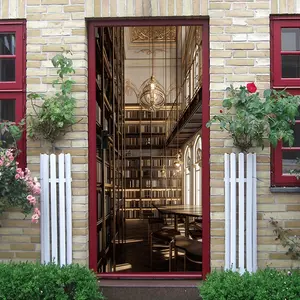 2pcs Vintage Luxury Library Wall Sticker European Style Gold Bookshelf Self Adhesive Wallpaper Stereo Living RoomStudy RoomDecorative Wall Mural Art Stickers Peel and Stick Home Decoration