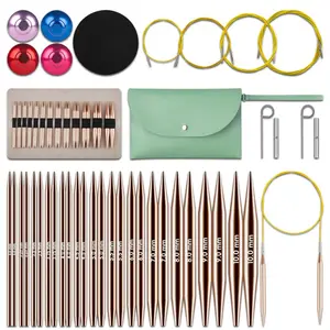 40Pcs Interchangeable Circular Knitting Needles Set - 13 Pairs (3mm-10mm) with 4 Flexible Cables, Aluminum Needle, Ergonomic Design for Beginners and Advanced Knitters(Rose Gold) - Home Improvement.