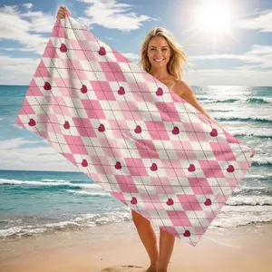 1 PC Heart Pattern Beach Towel, Ultra-Soft High Absorbency Microfiber, Perfect for Swimming Camping Sunbathing, Ideal Gift for Loved Ones