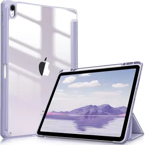 Fintie Hybrid Slim Case for iPad Air 13-inch (M3/M2, 2025/2024), Crystal Clear Back and Pencil Holder, Lightweight Protection Cover for iPad Air 13"