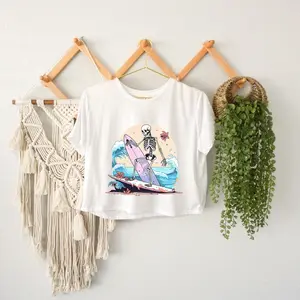Surfer Skeleton Crop Top, Surfboard Lover