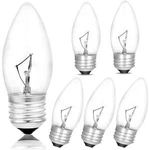 25W Incandescent Torpedo Tip Chandelier Bulbs Classic B11 Candelabra Base Lighting, Dimmable for Vintage Fixtures, Chandeliers, Ceiling Lights