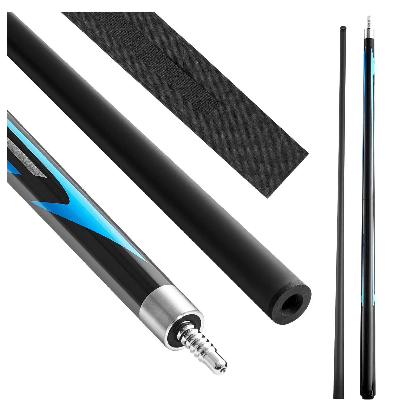 Pool Cue 1 Piece Jump Break Cue, 58 Inch 19.5oz, Carbon Fiber Shaft & Maple Butt, Heavy Hitter Break Cue for Adults, Home & Office Black