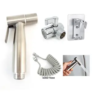 sliver Hand Toilet bidet Sprayer set kit Stainless Steel 2m 3m water hose valve self clean Hand Faucet wc bathroom Shower Head