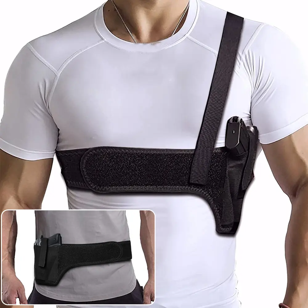 HOMEYA Shoulder Chest Gun Holster For Pistol Concealed Carry, Universal Underarm Gun Holster for Men and Women with Detachable Strap