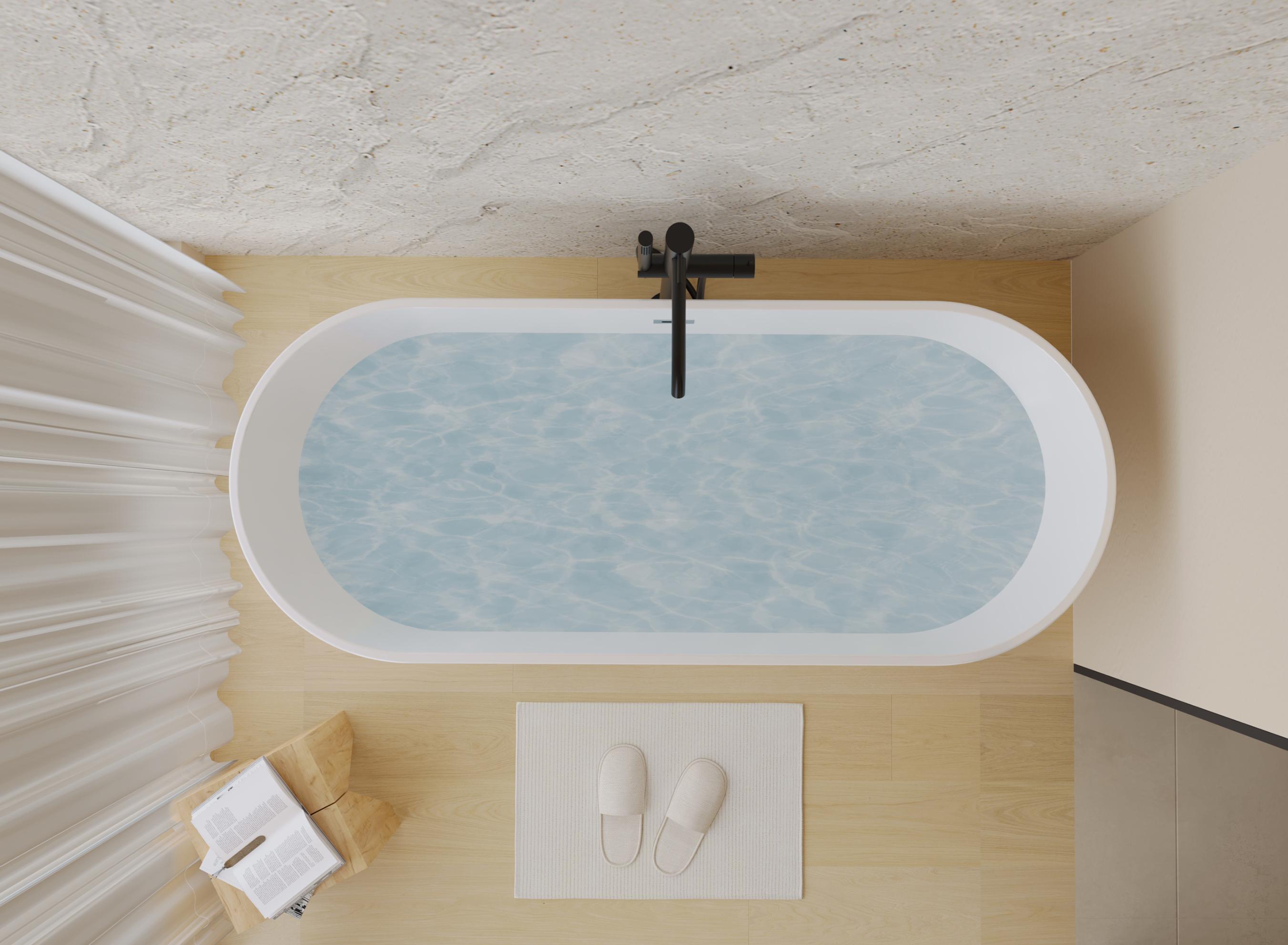 SAVEYOUR 59" Acrylic Freestanding Bathtub, Stand Alone Soaking Tub, Glossy White Acrylic, Toe-tap Chrome Drain, cUPC Certified