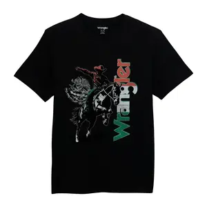Wrangler Mens Cowboy Mexico Graphic TShirt -Black