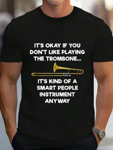 100% Cotton Trombone T-Shirt - Funny Smart People Trombone Player T-Shirt Women's Men's Graphic Tee Crew Neck summer vacation Tops