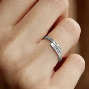 Letter Engraved Stainless Steel Wedding Rings,fashion Jewelry for Party, Daily Clothing Decor, Trendy All-match & Exquisite Jewelry for Birthday Gift