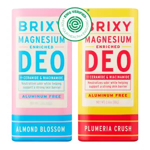 BRIXY Magnesium Enriched Deodorant With Skin Barrier Support, Ceramide & Niacinamide, Odor Control, Aluminum Free, Vegan, Plastic Free, EWG Verified, Lightly Scented (2 pack)