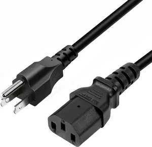 Easter Gift  Universal 3 Prong AC Power Cord for TV, Computer, Monitor, Printer, Radio, Appliance & More [5ft,1.5m] 10A, 110-250 Volts, Black Usb Cable