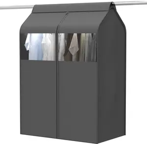Simple Houseware 30"W x 54"H Garment Cover with Bottom Seal and Clear Window for Clothes Rack/Closet/Hanging Clothes, Dark Gray