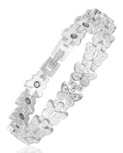 Elegant Couple Bracelet Elegant Copper Bracelet for Women, 99.99% Pure Copper Magnetic Bracelet with Butterfly Design, Adjustable Bracelet with 3800 Gauss Magnets, Includes Sizing Tool & Gift Box