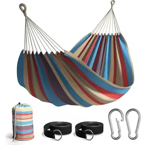 Double Hammock - Extra-Long Two Person Portable Hammock Bed for Indoor or Outdoor Spaces - Hanging Rope, Carrying Pouch Included